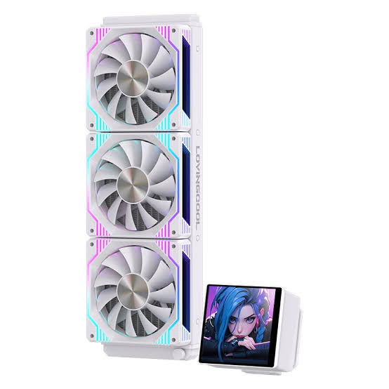 LOVINGCOOL 360mm ARGB Liquid Cooler BIG DIY Video Display GIF white