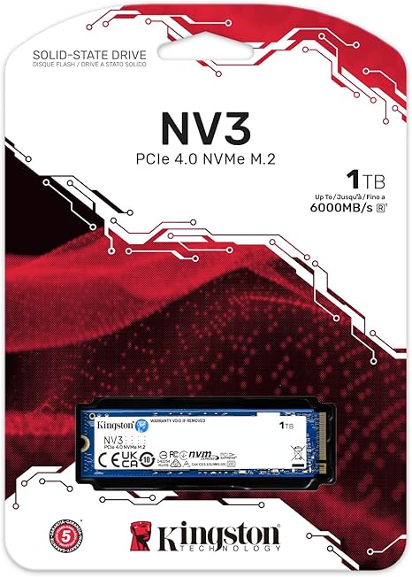 Kingston NV3 1TB M.2 2280 NVMe PCIe 4.0 Up to 6000 MB/s
