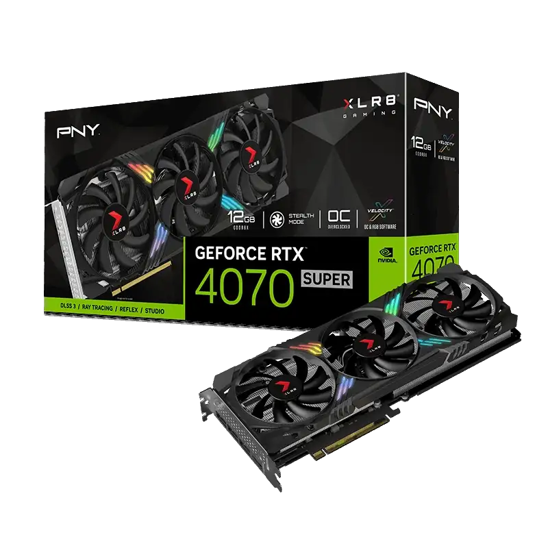 PNY RTX 4070 Super 12GB OC XLR8 GPU (3‑Fan)