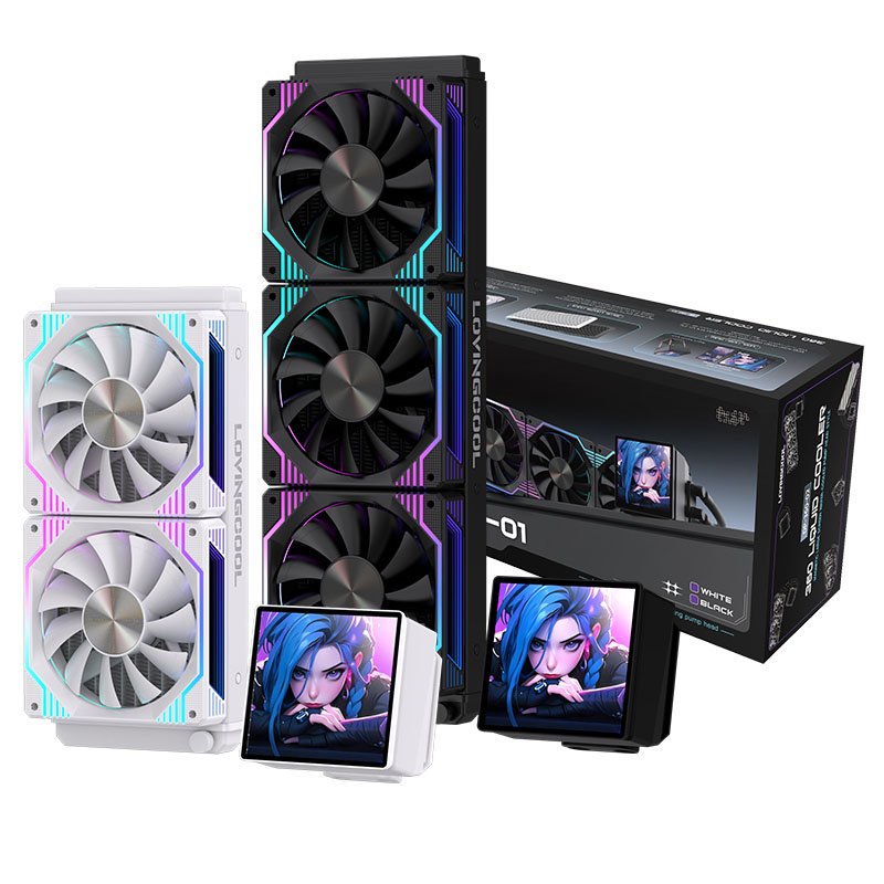 LOVINGCOOL 240mm ARGB Liquid Cooler BIG DIY Video Display GIF white