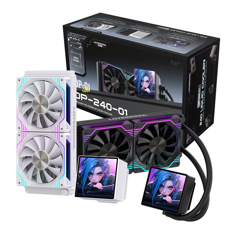 LOVINGCOOL 240mm ARGB Liquid Cooler BIG DIY Video Display GIF black